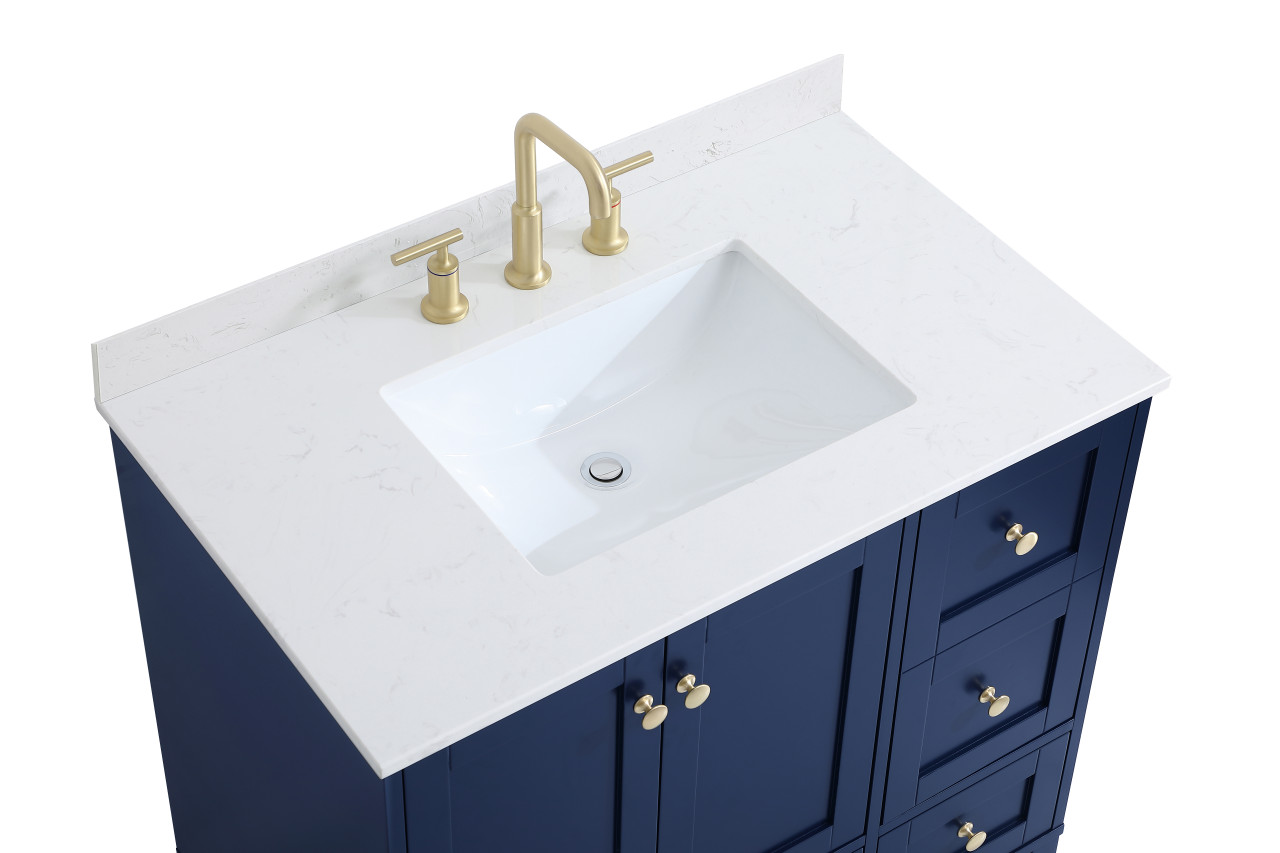 Elegant Decor VF18036BL-BS 36 inch Single Bathroom Vanity in Blue with Backsplash
