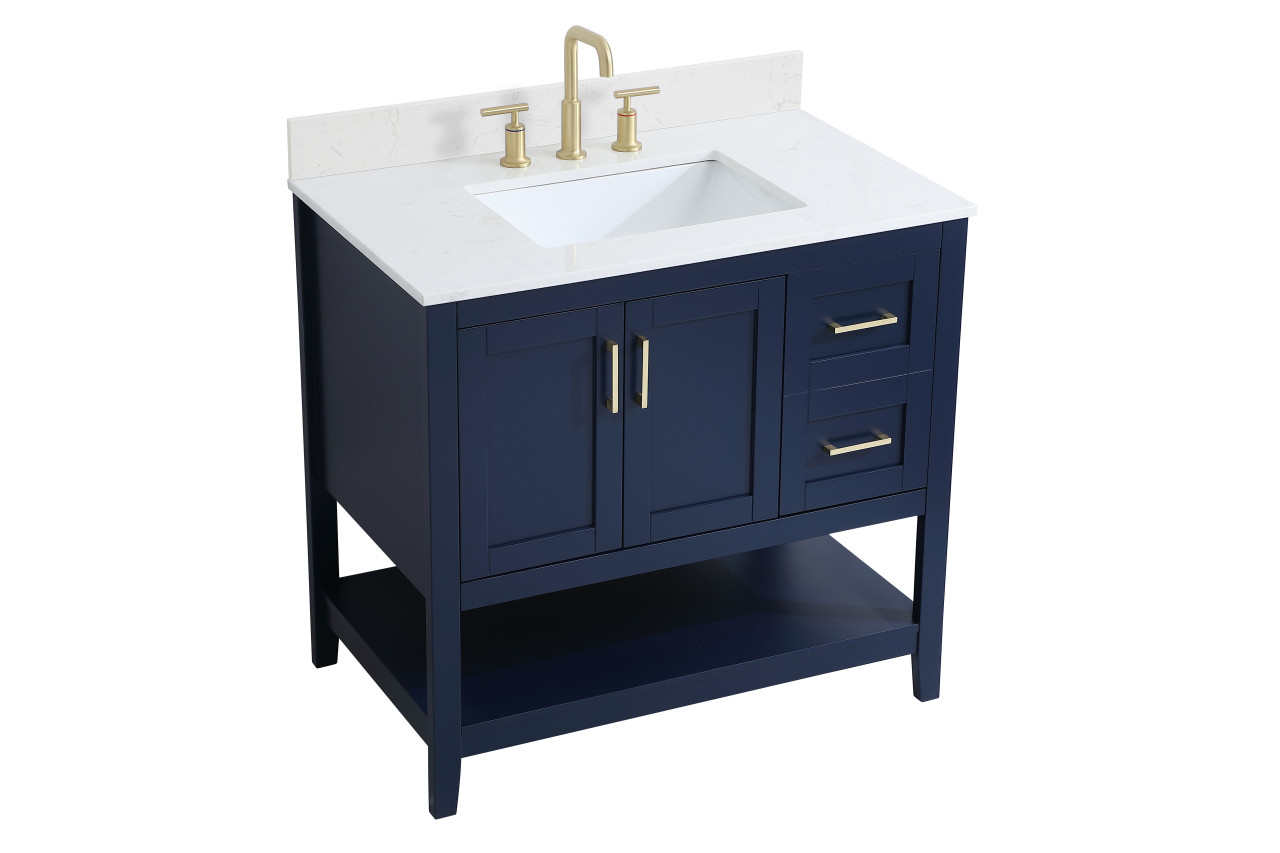 Elegant Decor VF16036BL-BS 36 inch Single Bathroom Vanity in Blue with Backsplash