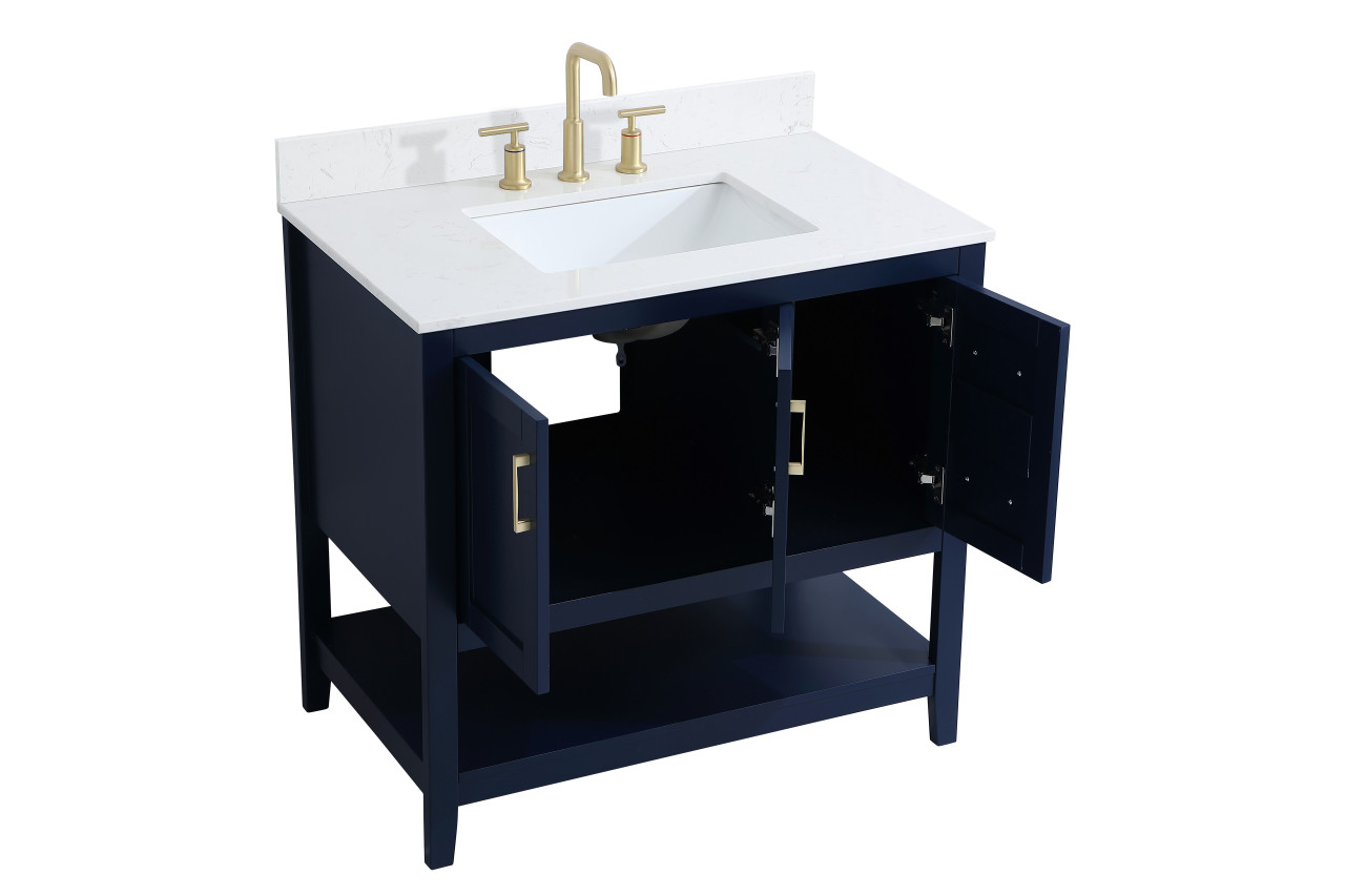 Elegant Decor VF16036BL-BS 36 inch Single Bathroom Vanity in Blue with Backsplash