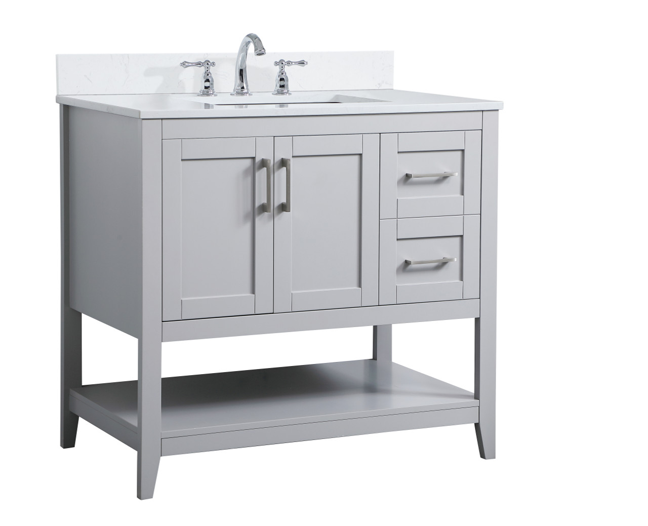 Elegant Decor VF16036GR-BS 36 inch Single Bathroom Vanity in Grey with Backsplash