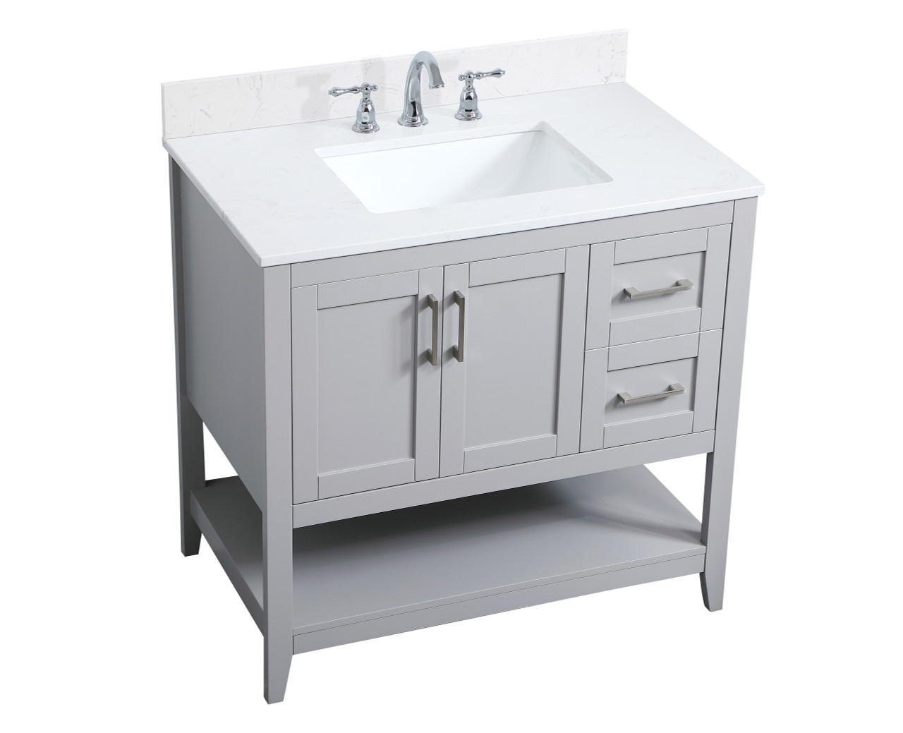 Elegant Decor VF16036GR-BS 36 inch Single Bathroom Vanity in Grey with Backsplash