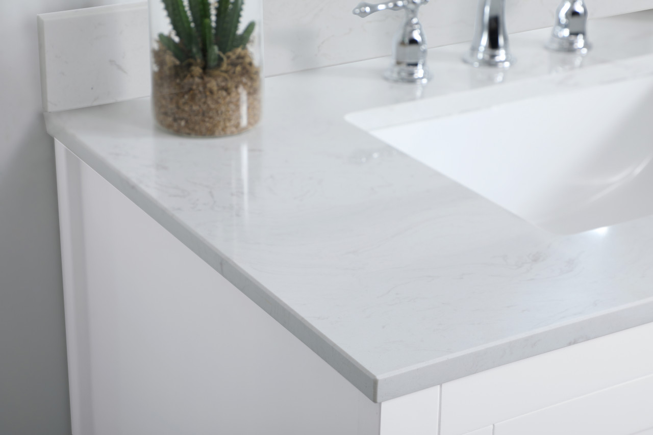 Elegant Decor VF16036WH-BS 36 inch Single Bathroom Vanity in White with Backsplash