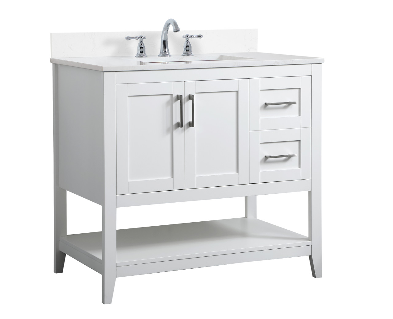 Elegant Decor VF16036WH-BS 36 inch Single Bathroom Vanity in White with Backsplash