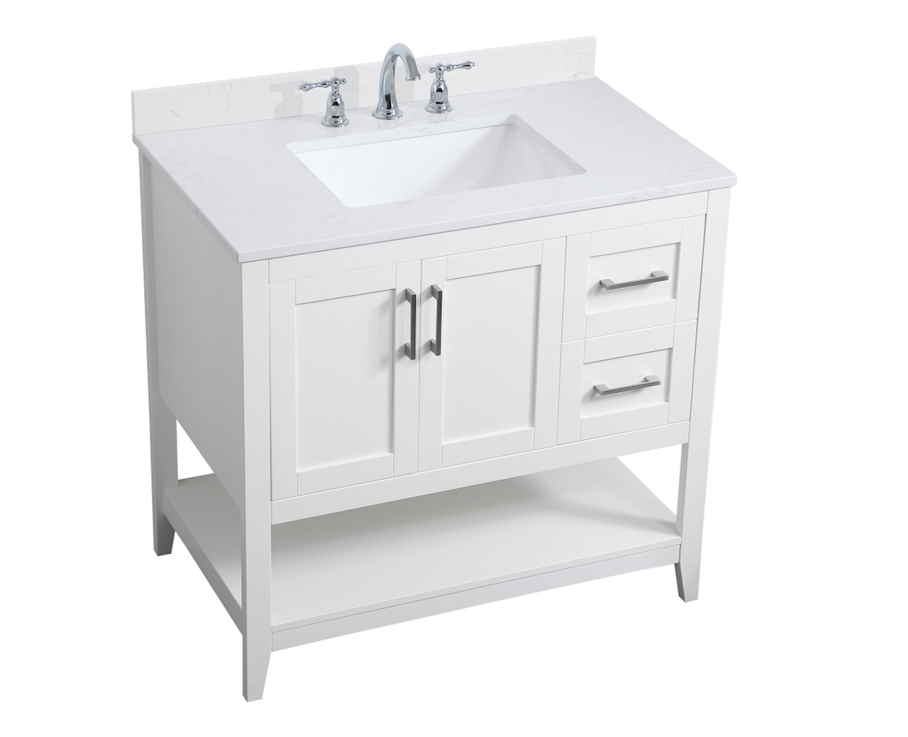 Elegant Decor VF16036WH-BS 36 inch Single Bathroom Vanity in White with Backsplash