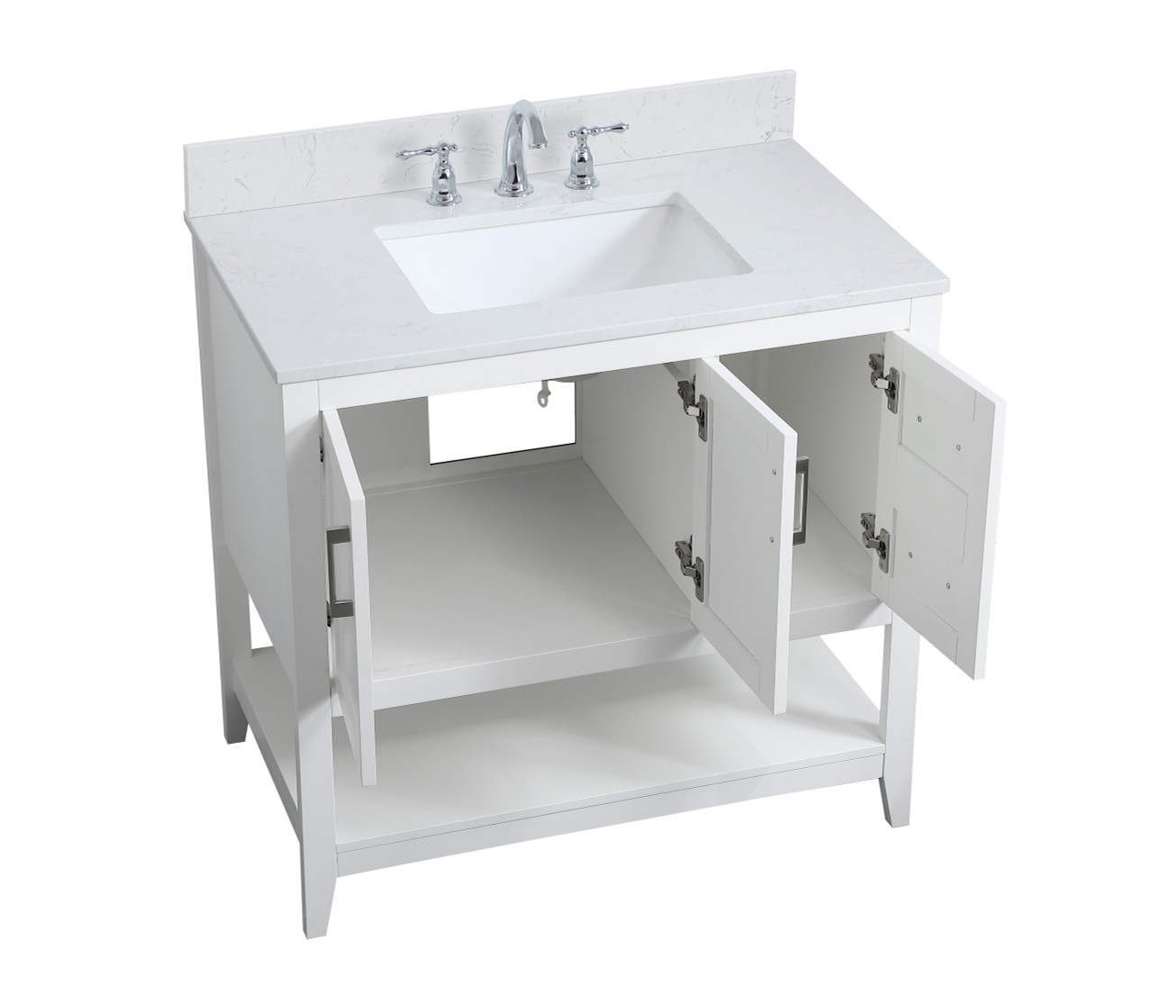 Elegant Decor VF16036WH-BS 36 inch Single Bathroom Vanity in White with Backsplash