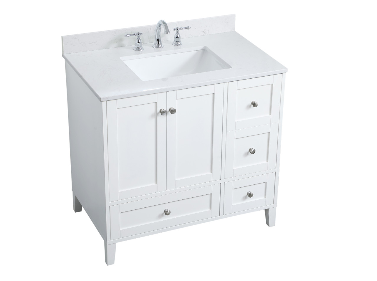 Elegant Decor VF18036WH-BS 36 inch Single Bathroom Vanity in White with Backsplash