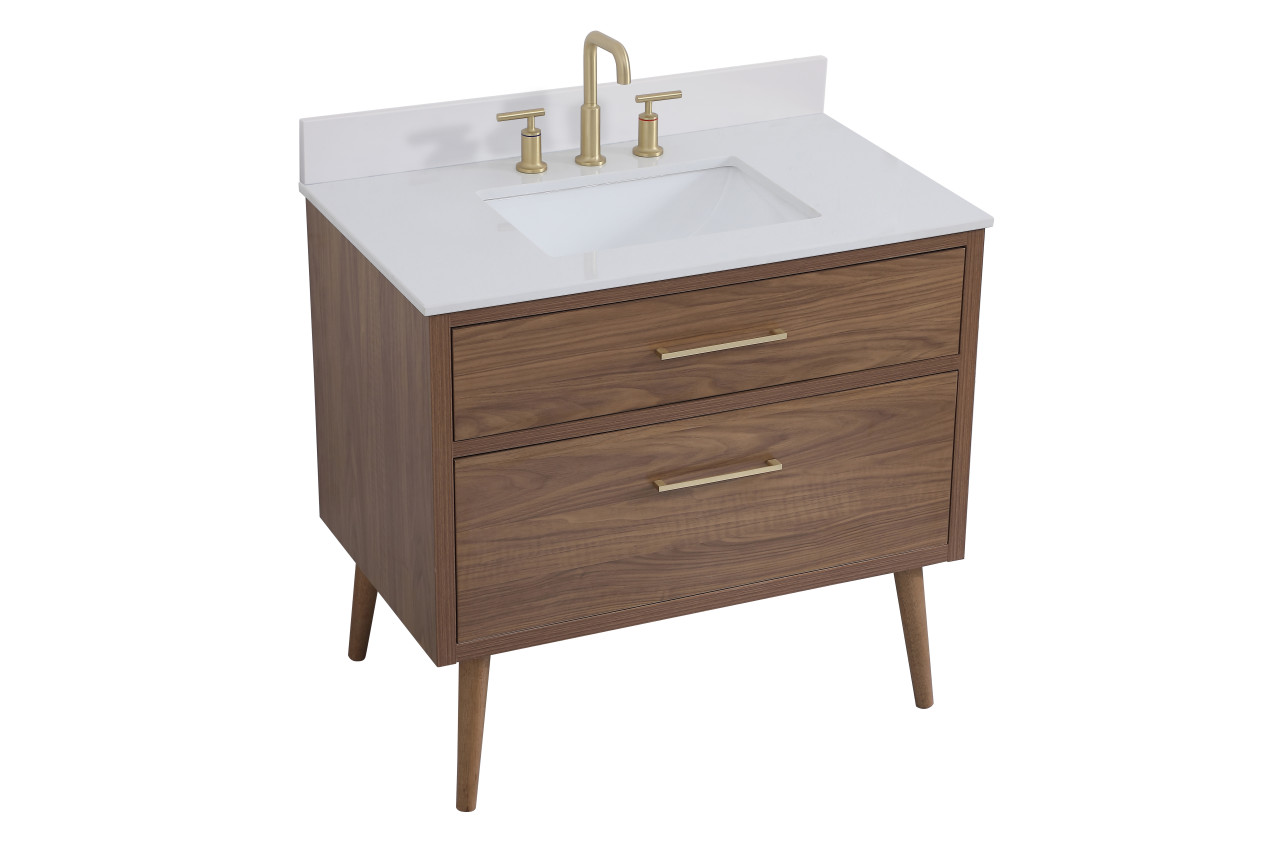 Elegant Decor VF41036WB-BS 36 inch bathroom Vanity in Walnut Brown with Backsplash