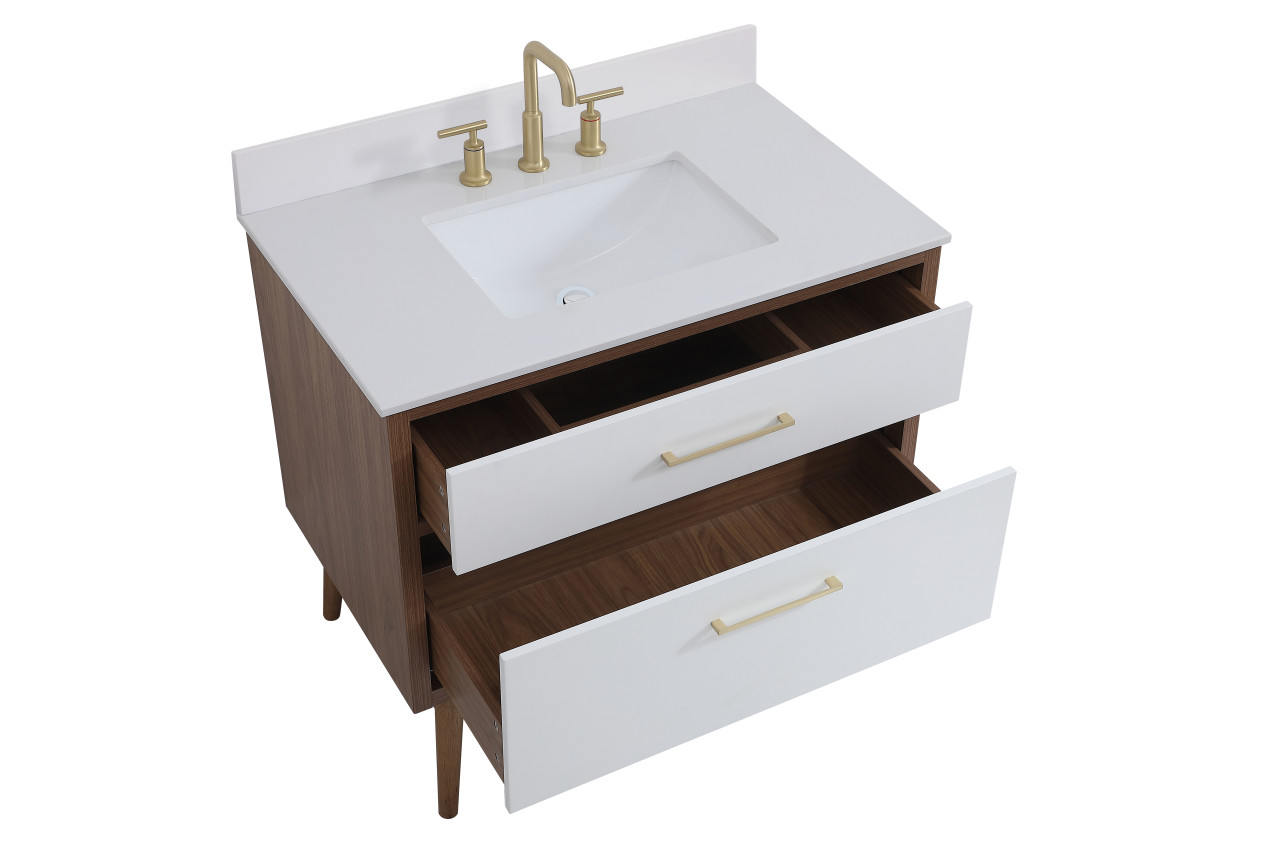 Elegant Decor VF41036WH-BS 36 inch bathroom Vanity in White with Backsplash