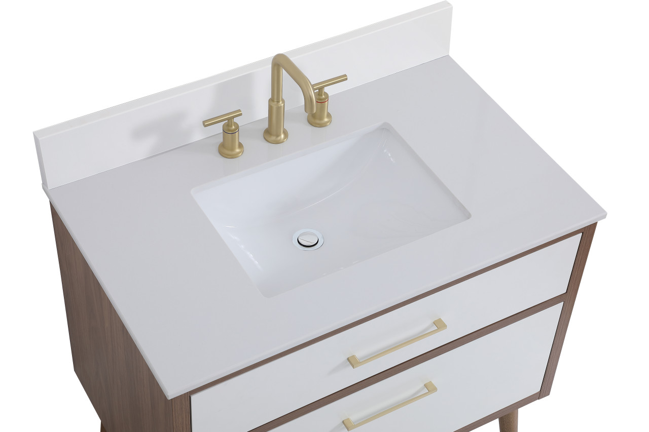 Elegant Decor VF41036WH-BS 36 inch bathroom Vanity in White with Backsplash