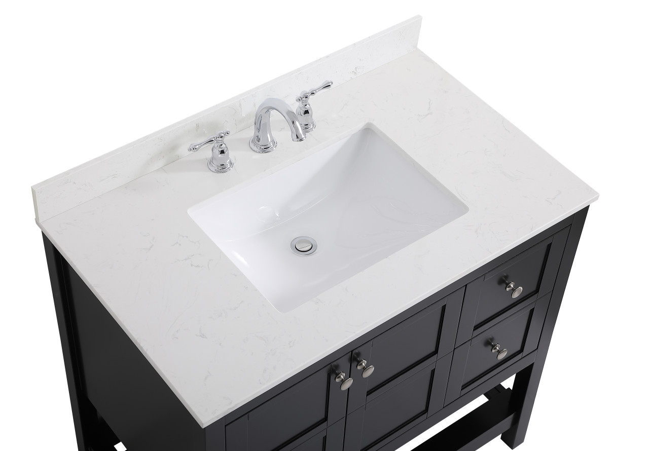 Elegant Decor VF16436BK-BS 36 inch Single Bathroom Vanity in Black with Backsplash