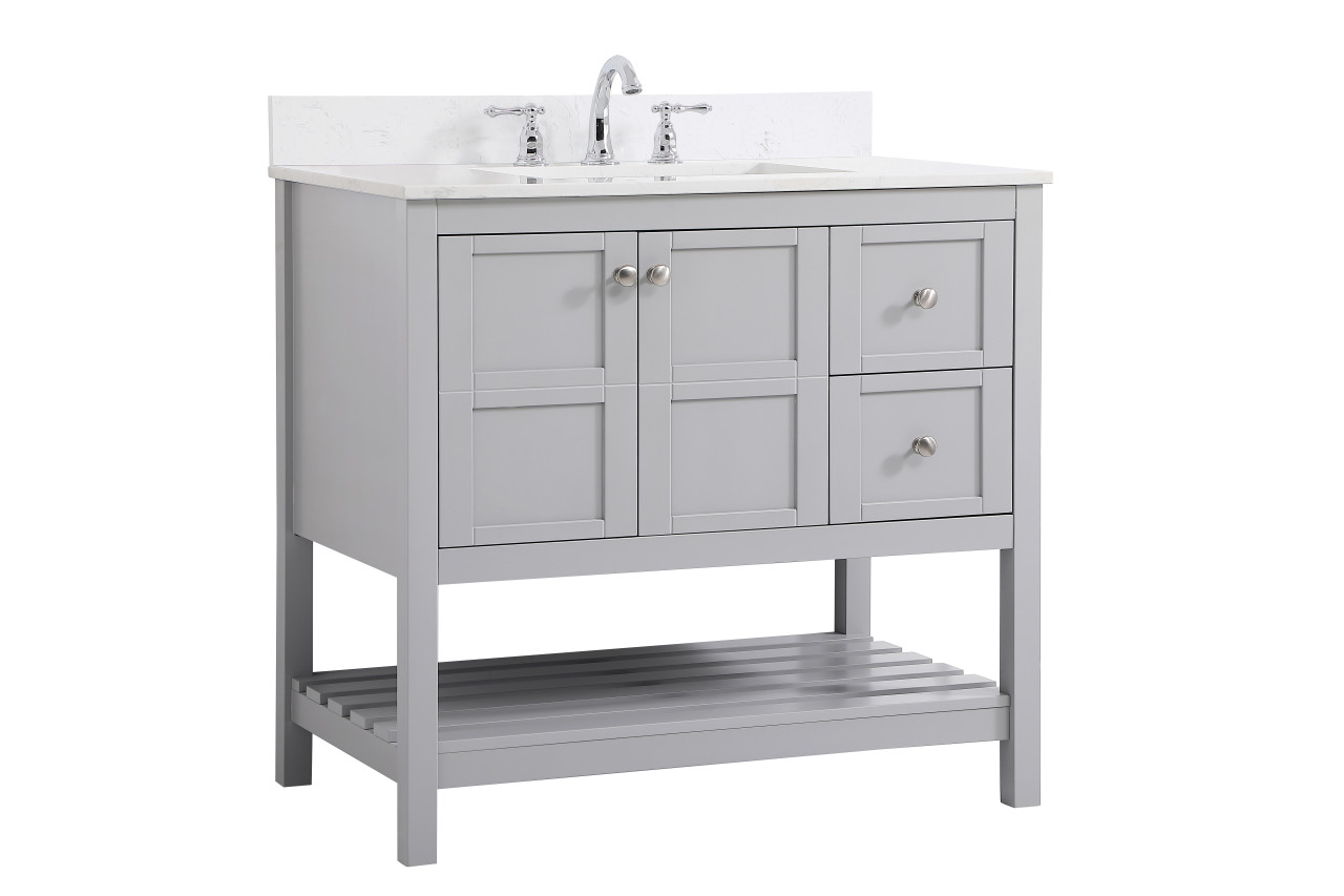 Elegant Decor VF16436GR-BS 36 inch Single Bathroom Vanity in Gray with Backsplash