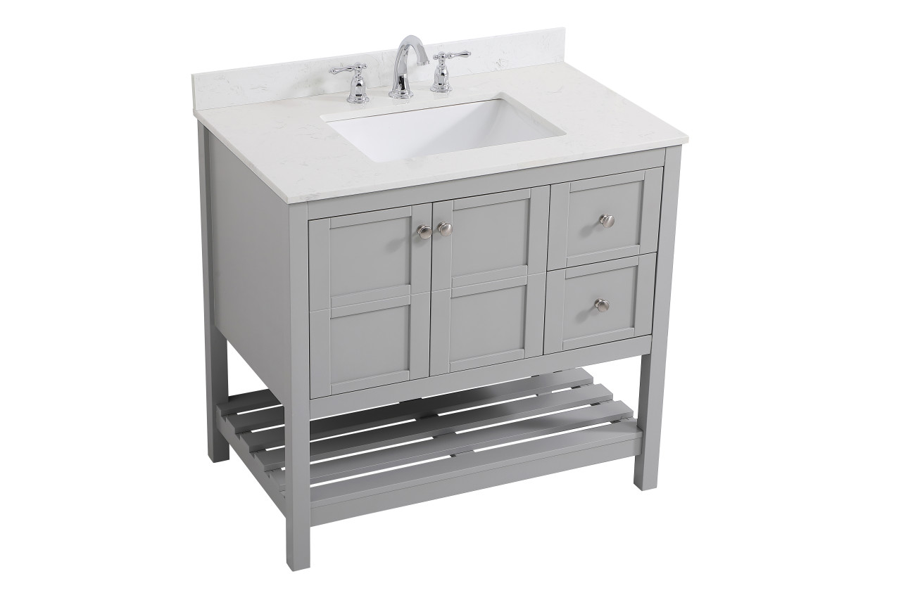 Elegant Decor VF16436GR-BS 36 inch Single Bathroom Vanity in Gray with Backsplash