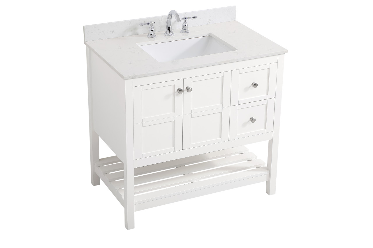 Elegant Decor VF16436WH-BS 36 inch Single Bathroom Vanity in White with Backsplash