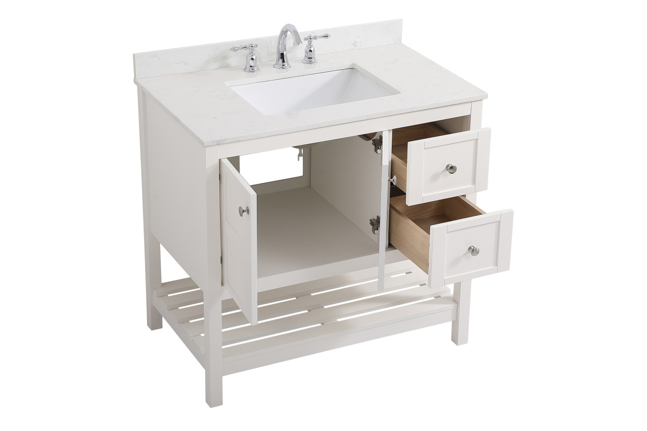 Elegant Decor VF16436WH-BS 36 inch Single Bathroom Vanity in White with Backsplash