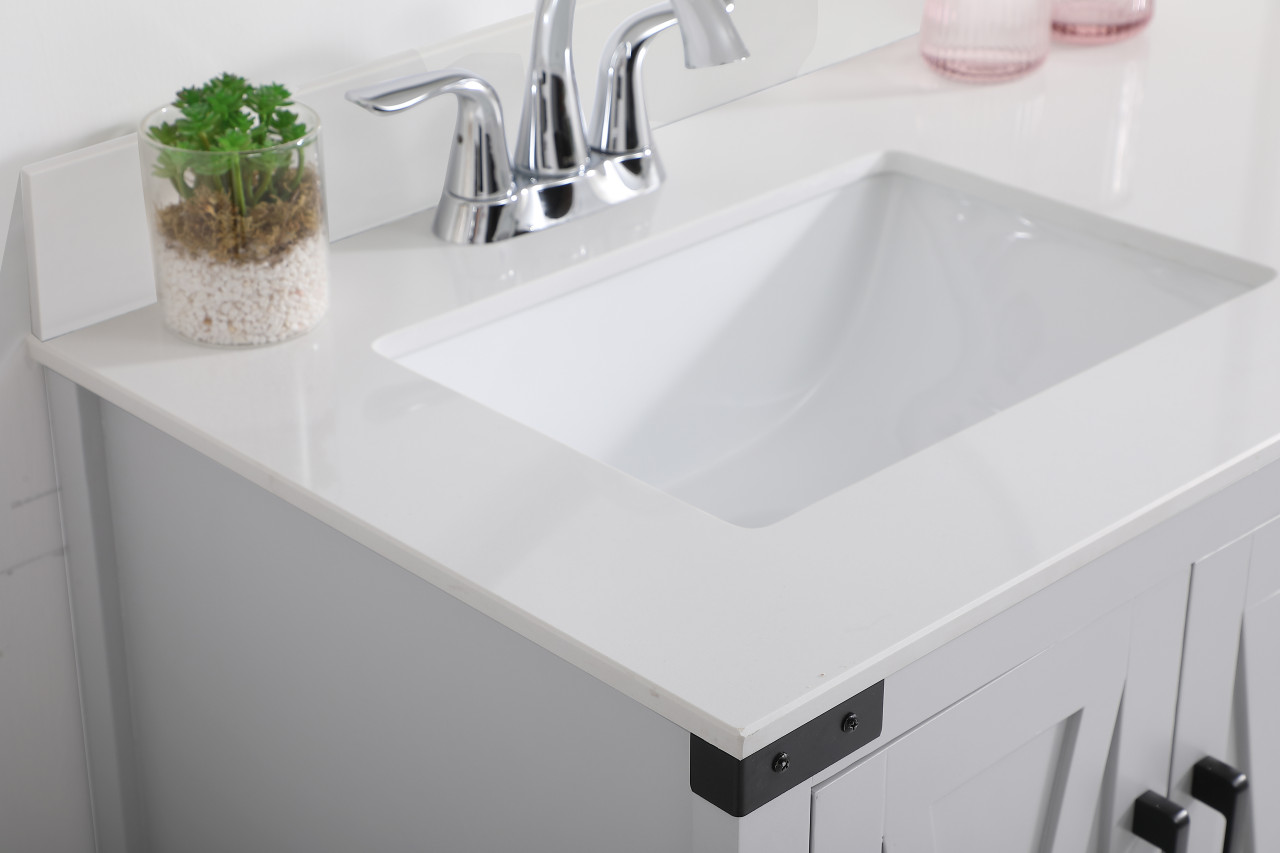 Elegant Decor VF90236GR-BS 36 inch bathroom Vanity in Grey with Backsplash