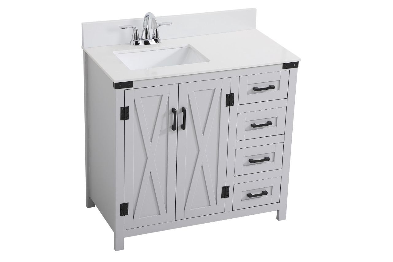 Elegant Decor VF90236GR-BS 36 inch bathroom Vanity in Grey with Backsplash