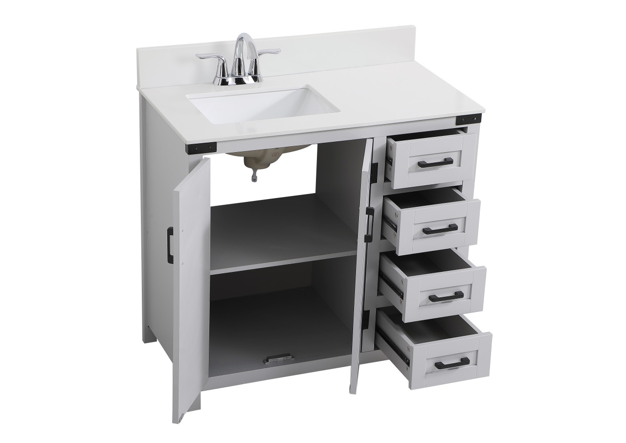 Elegant Decor VF90236GR-BS 36 inch bathroom Vanity in Grey with Backsplash