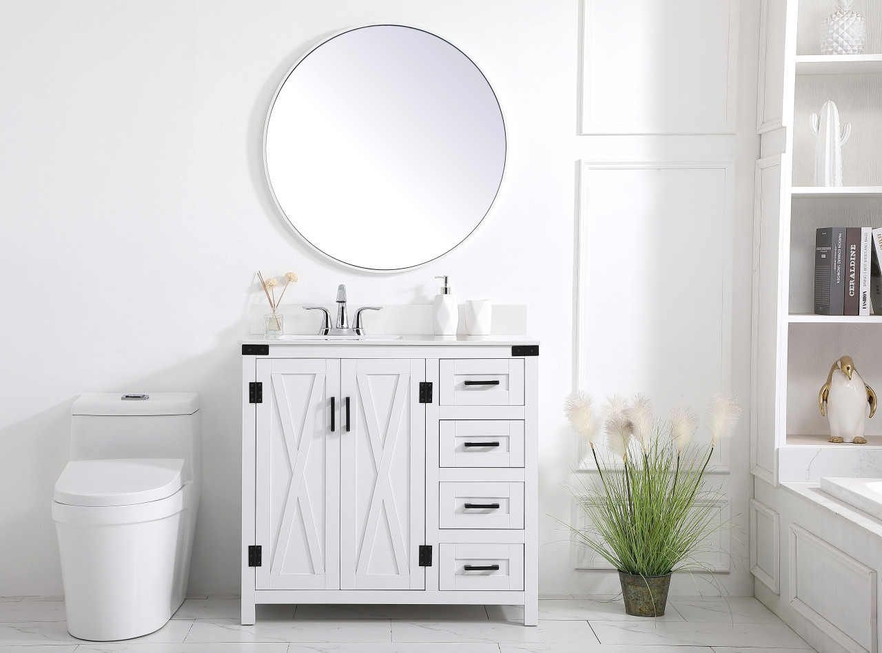Elegant Decor VF90236WH-BS 36 inch bathroom Vanity in White with Backsplash