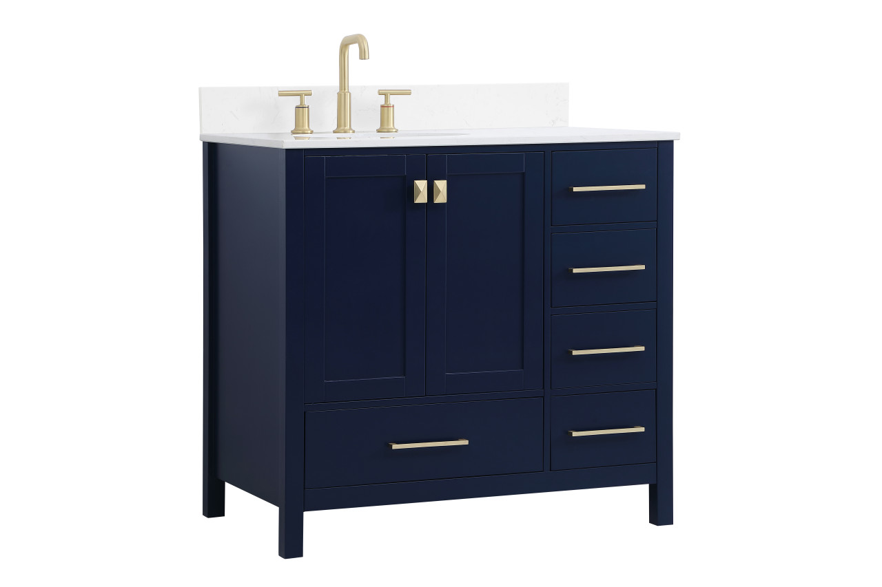 Elegant Decor VF18836BL-BS 36 inch Single Bathroom Vanity in Blue with Backsplash