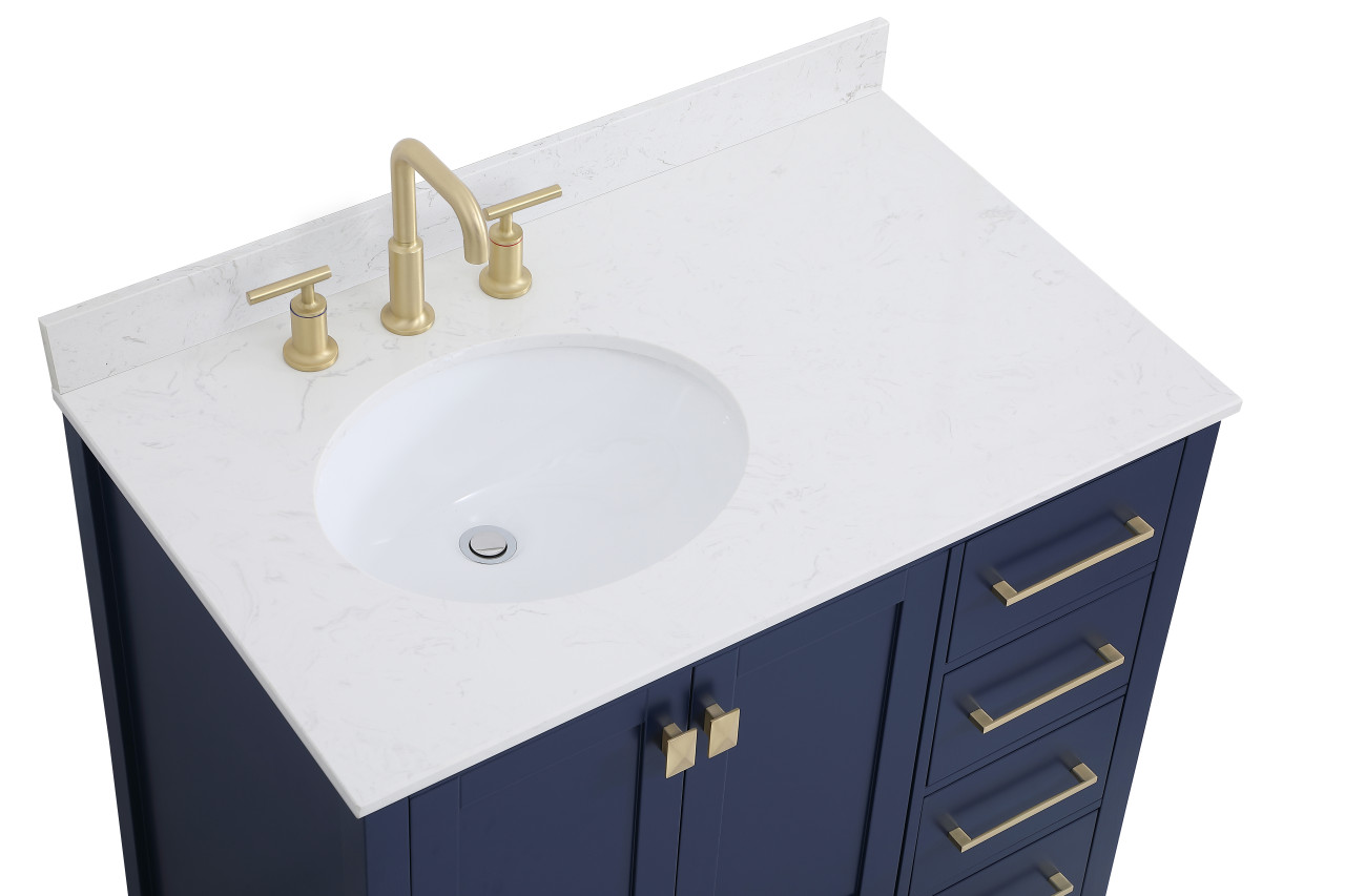 Elegant Decor VF18836BL-BS 36 inch Single Bathroom Vanity in Blue with Backsplash