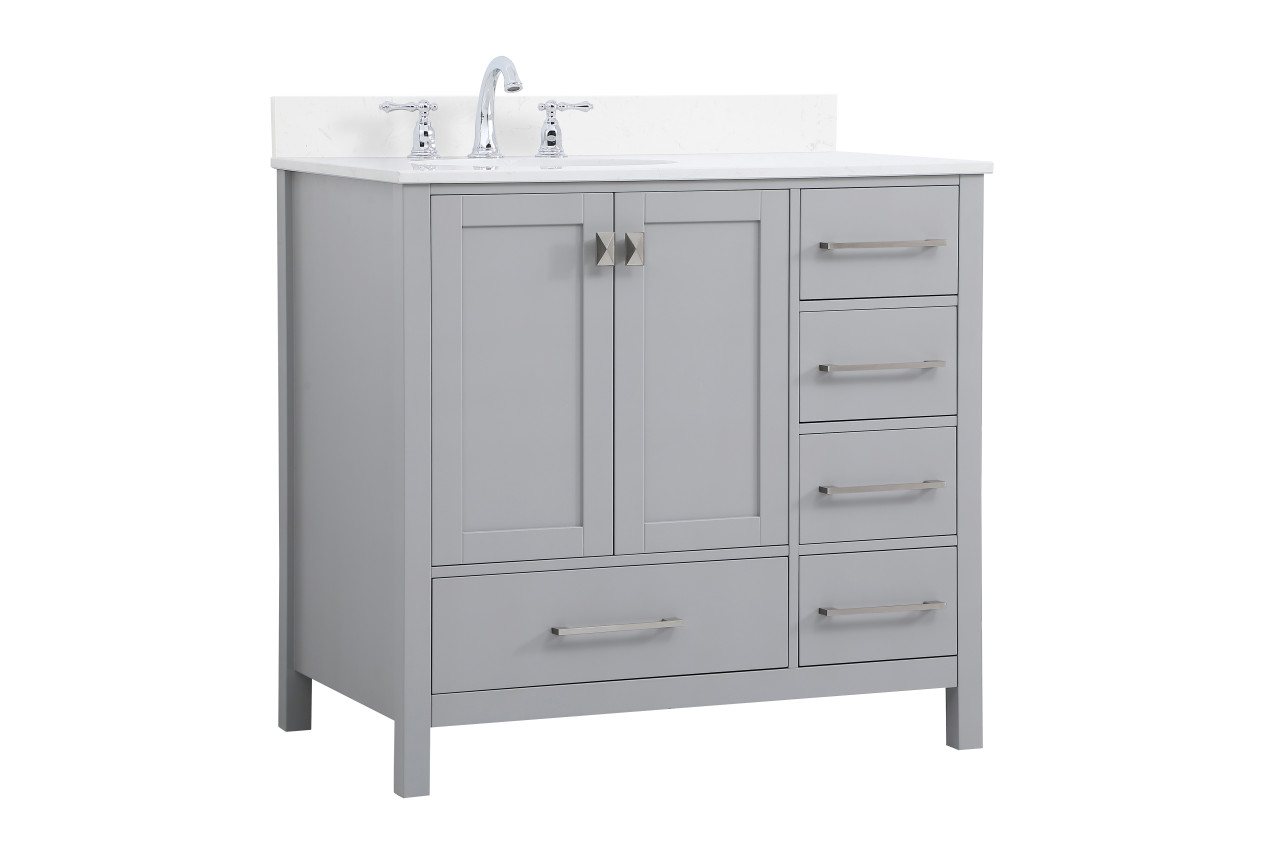 Elegant Decor VF18836GR-BS 36 inch Single Bathroom Vanity in Gray with Backsplash