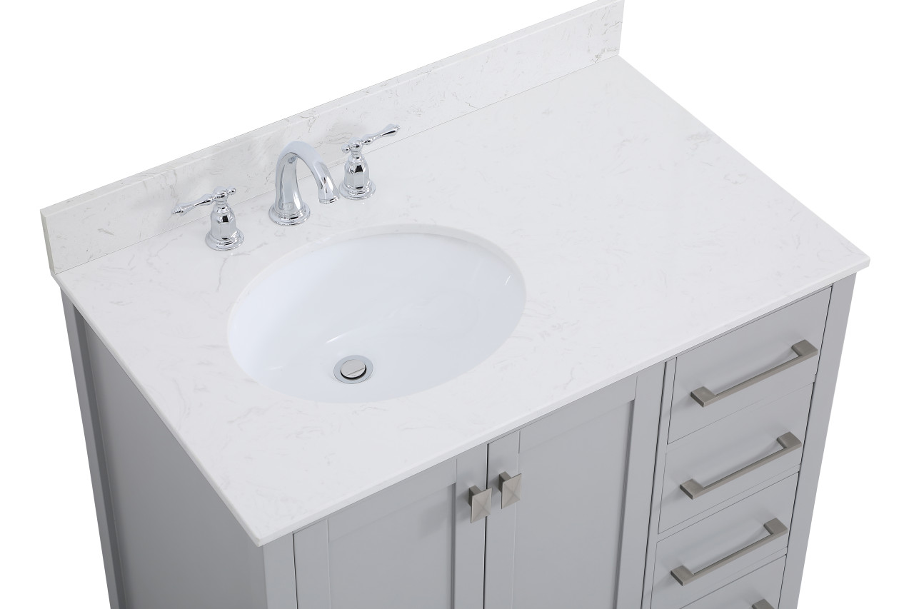 Elegant Decor VF18836GR-BS 36 inch Single Bathroom Vanity in Gray with Backsplash