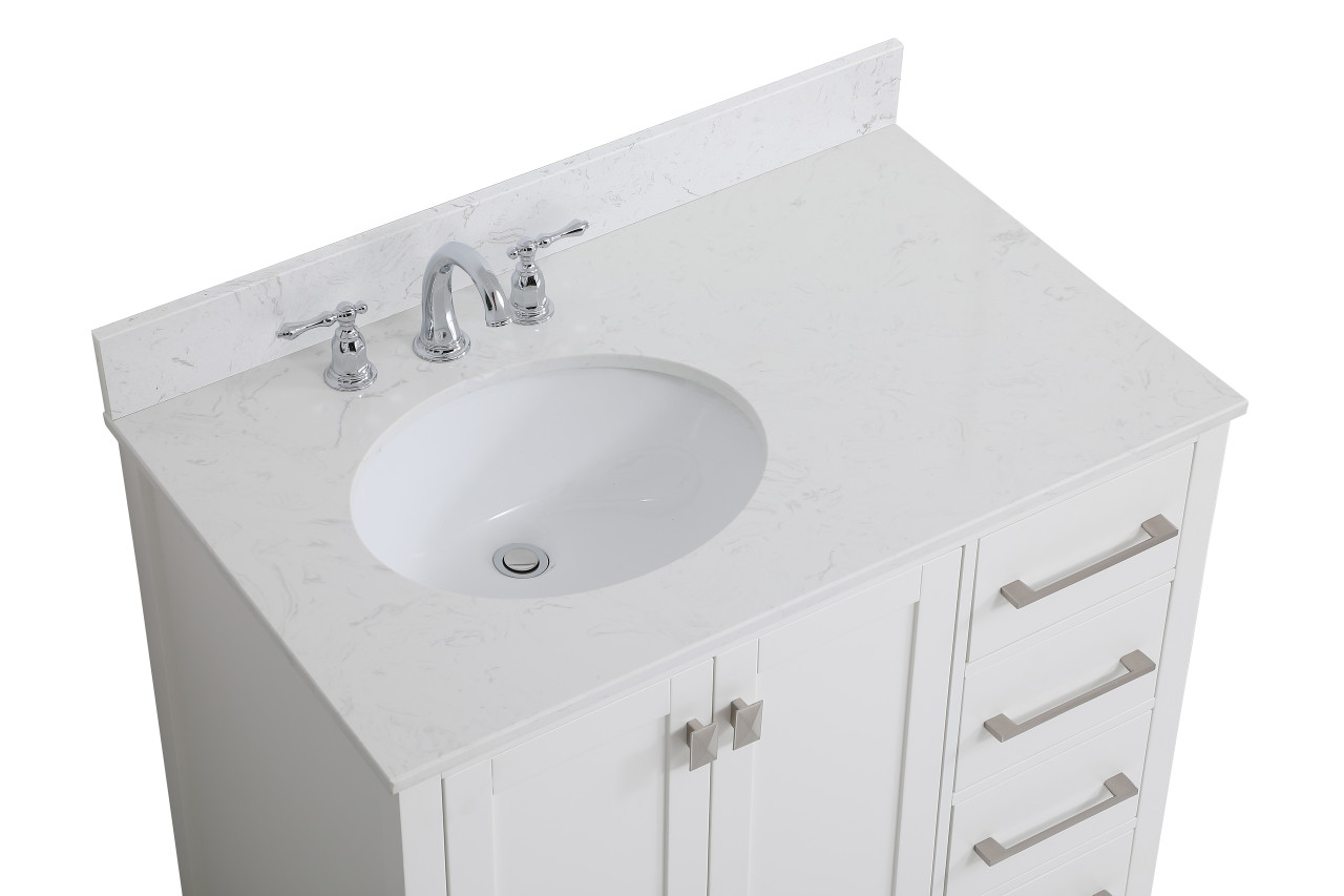 Elegant Decor VF18836WH-BS 36 inch Single Bathroom Vanity in White with Backsplash