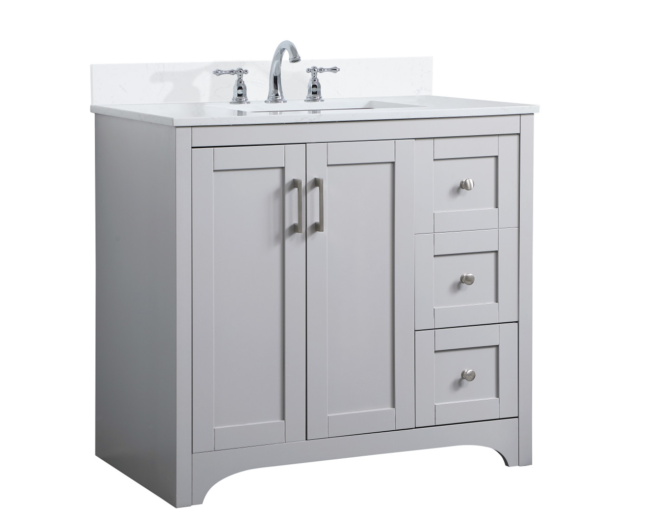 Elegant Decor VF17036GR-BS 36 inch Single Bathroom Vanity in Grey with Backsplash