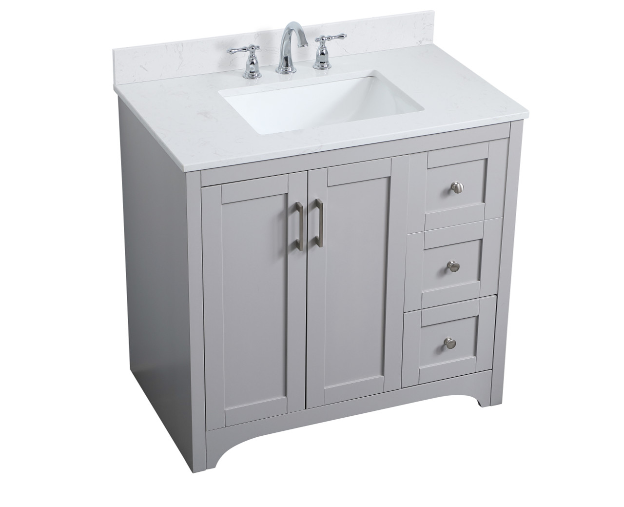 Elegant Decor VF17036GR-BS 36 inch Single Bathroom Vanity in Grey with Backsplash