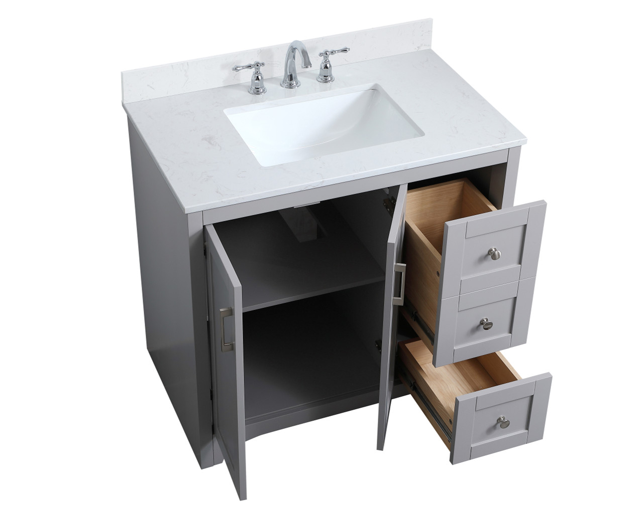 Elegant Decor VF17036GR-BS 36 inch Single Bathroom Vanity in Grey with Backsplash