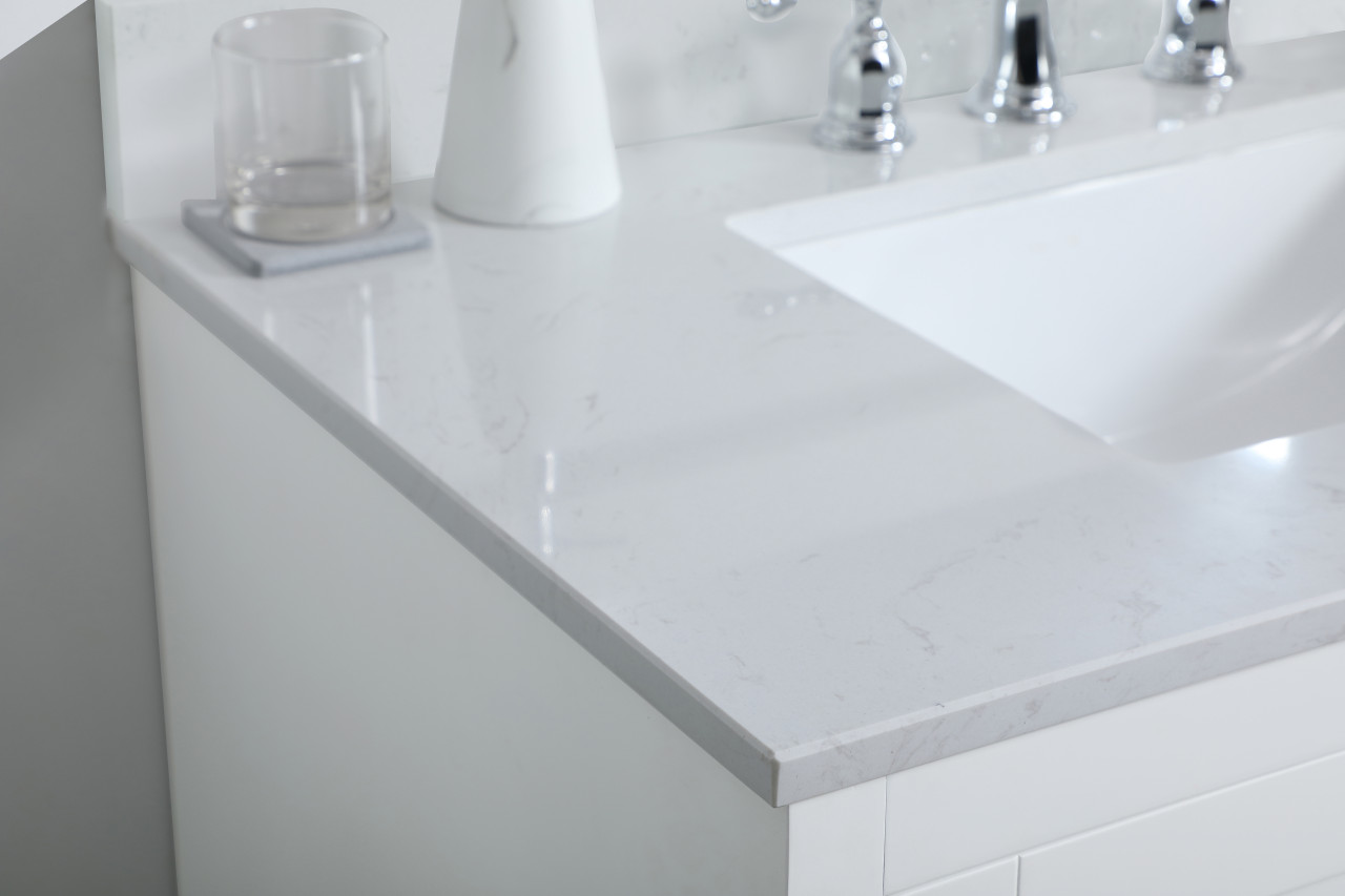 Elegant Decor VF17036WH-BS 36 inch Single Bathroom Vanity in White with Backsplash