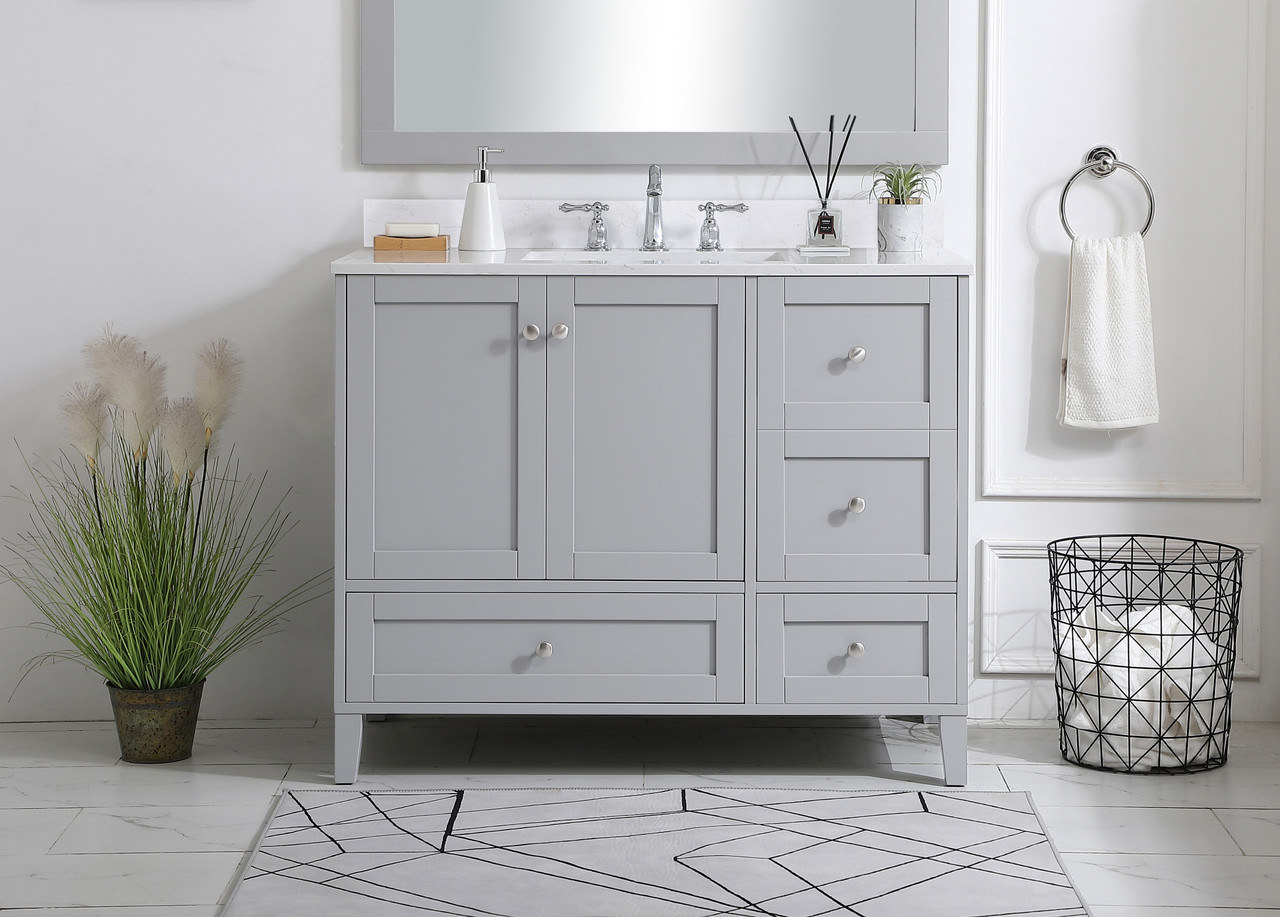 Elegant Decor VF18042GR-BS 42 inch Single Bathroom Vanity in Grey with Backsplash