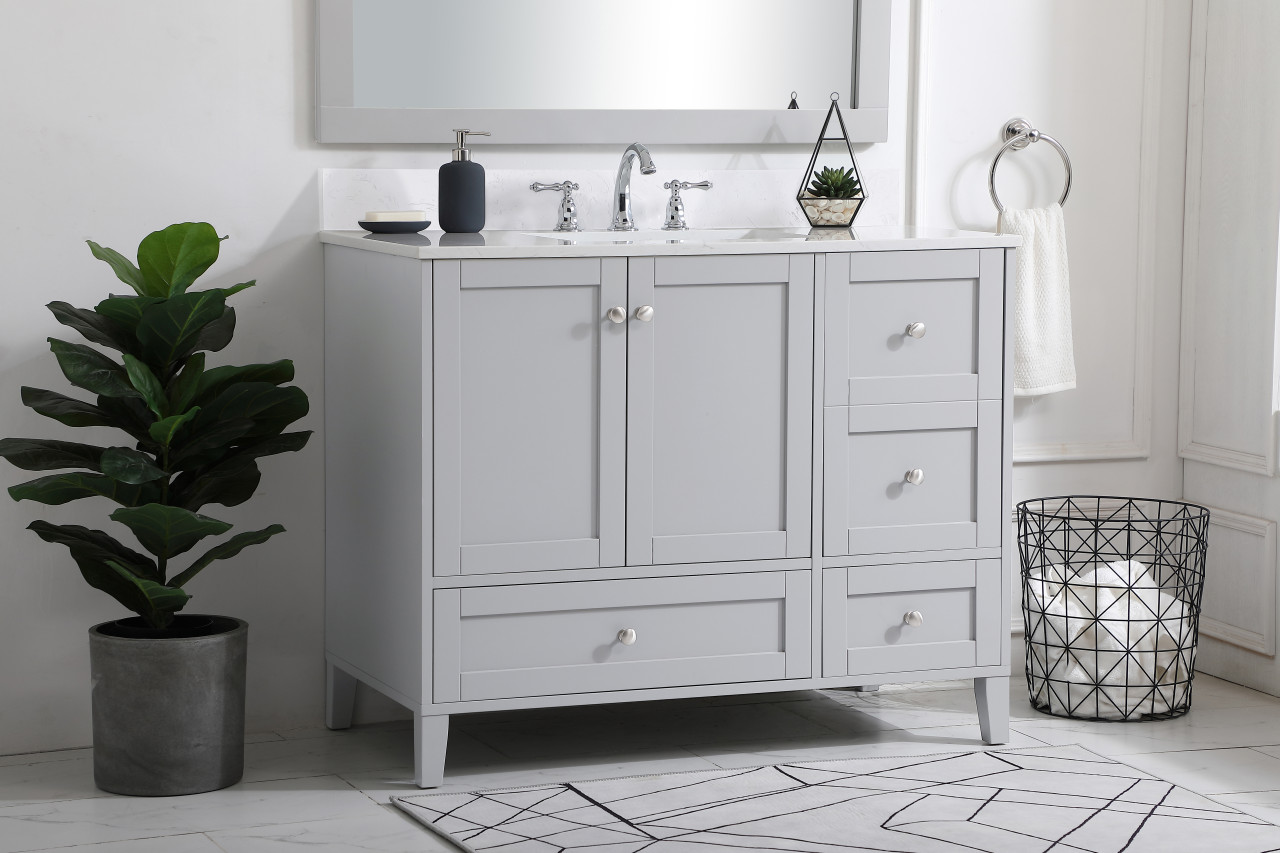 Elegant Decor VF18042GR-BS 42 inch Single Bathroom Vanity in Grey with Backsplash