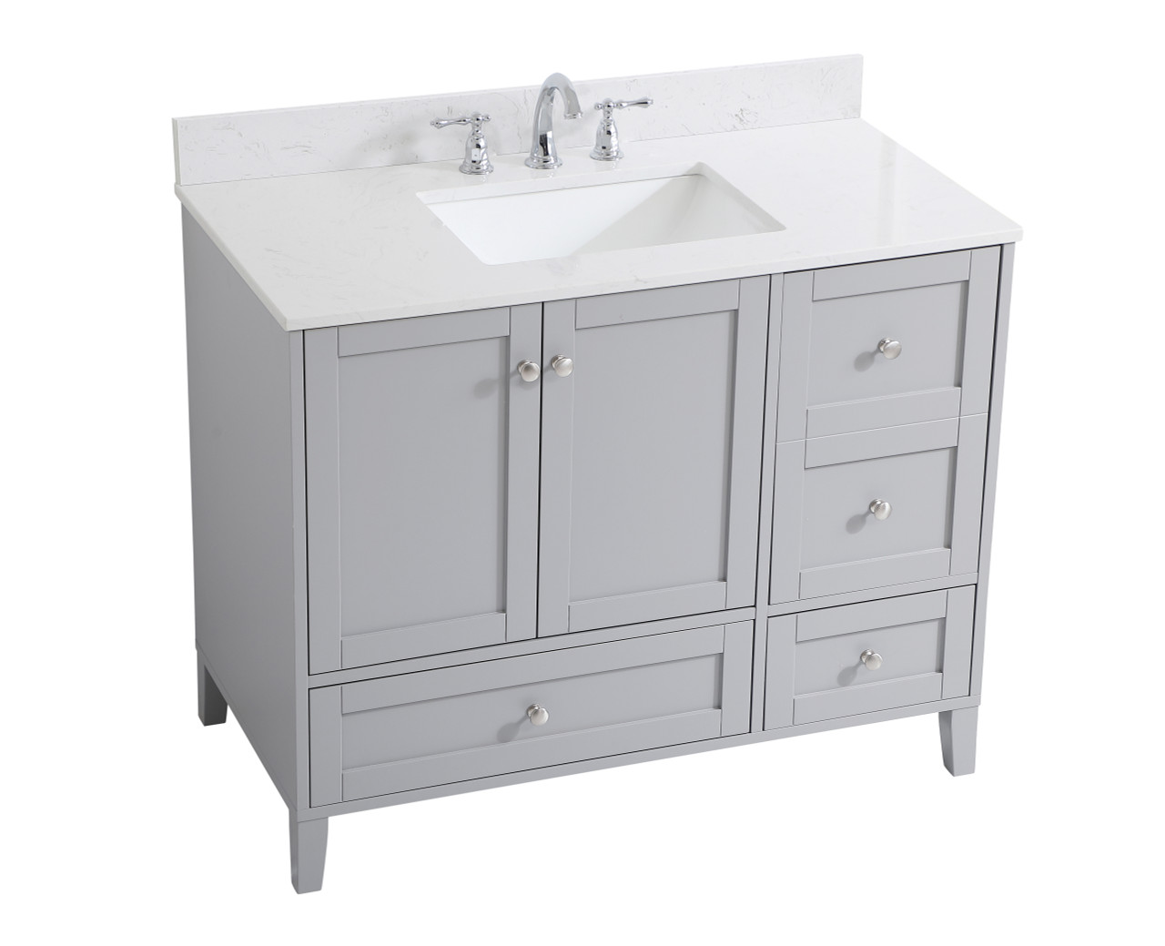 Elegant Decor VF18042GR-BS 42 inch Single Bathroom Vanity in Grey with Backsplash