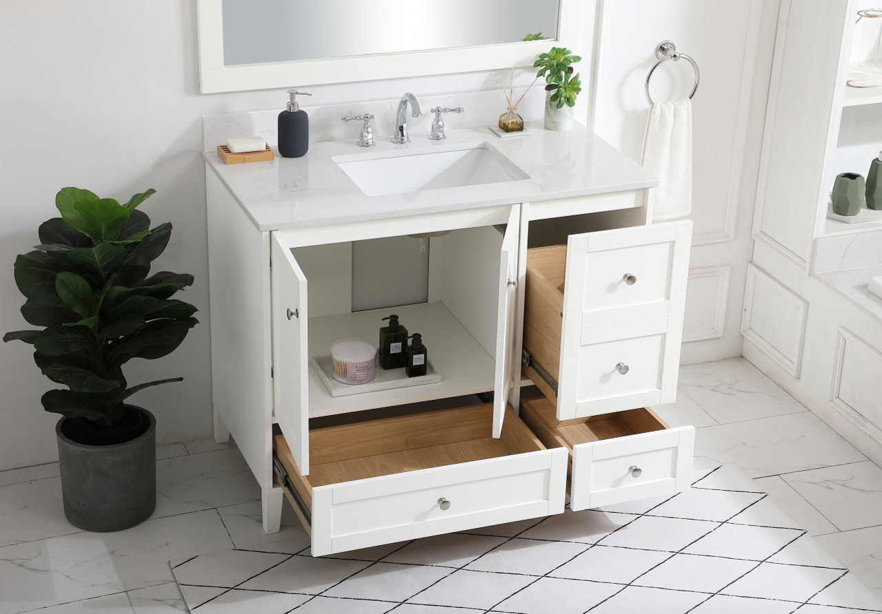 Elegant Decor VF18042WH-BS 42 inch Single Bathroom Vanity in White with Backsplash