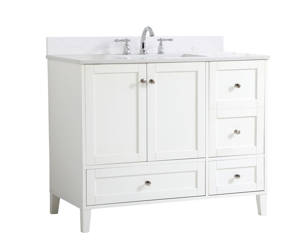 Elegant Decor VF18042WH-BS 42 inch Single Bathroom Vanity in White with Backsplash