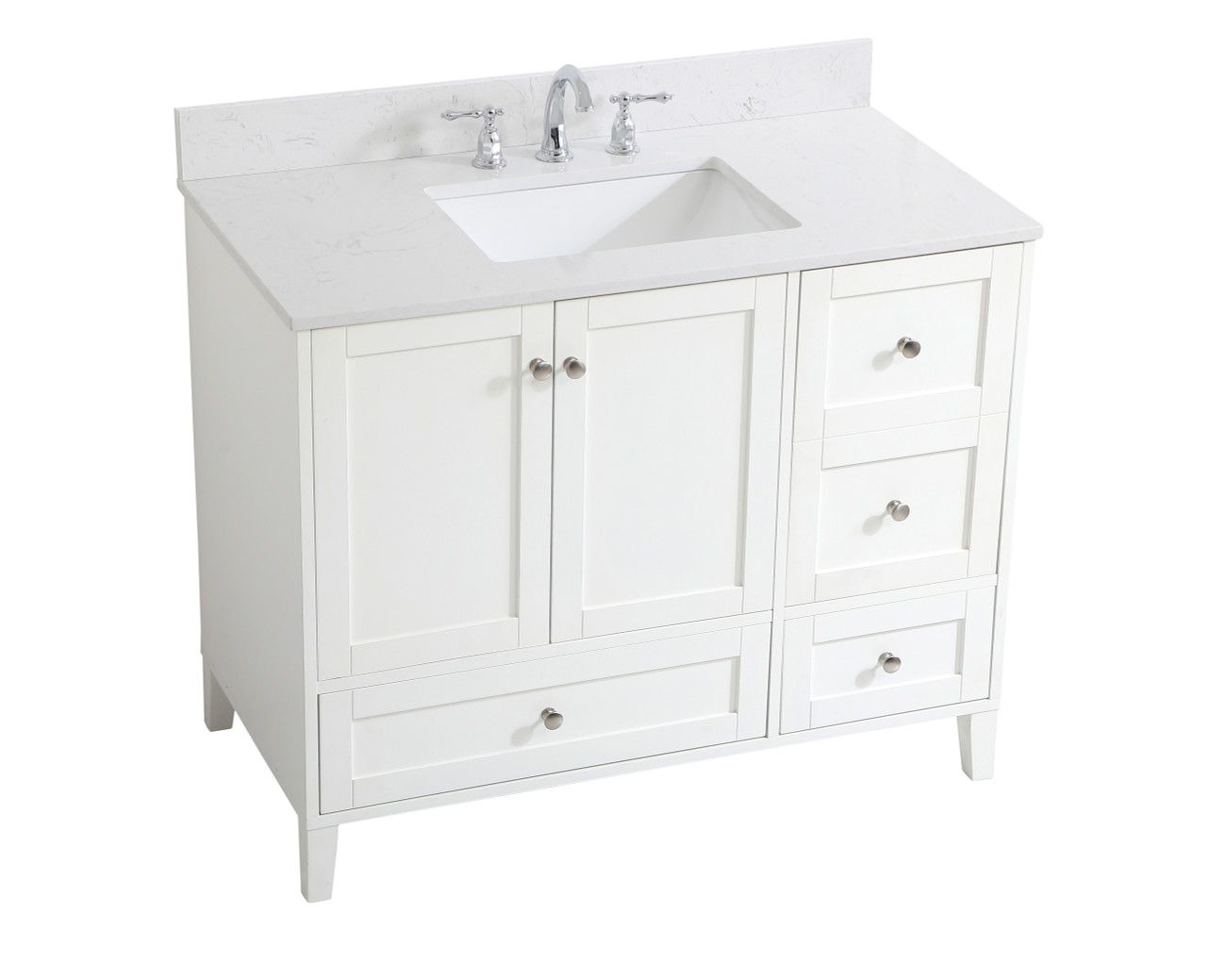 Elegant Decor VF18042WH-BS 42 inch Single Bathroom Vanity in White with Backsplash