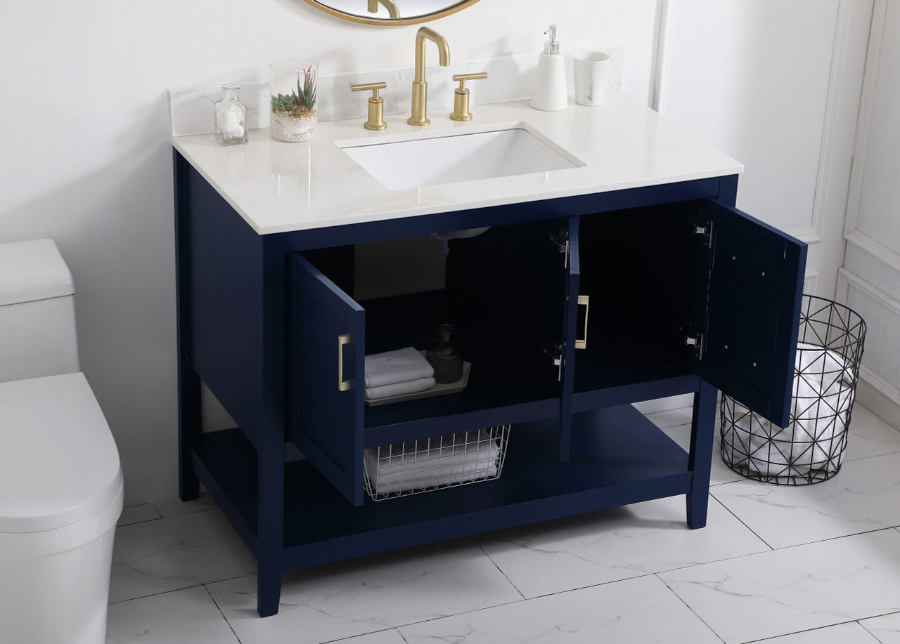 Elegant Decor VF16042BL-BS 42 inch Single Bathroom Vanity in Blue with Backsplash