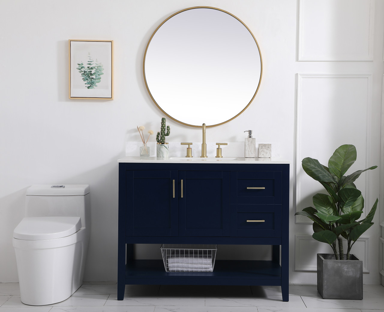 Elegant Decor VF16042BL-BS 42 inch Single Bathroom Vanity in Blue with Backsplash