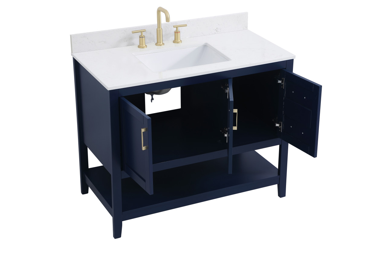 Elegant Decor VF16042BL-BS 42 inch Single Bathroom Vanity in Blue with Backsplash