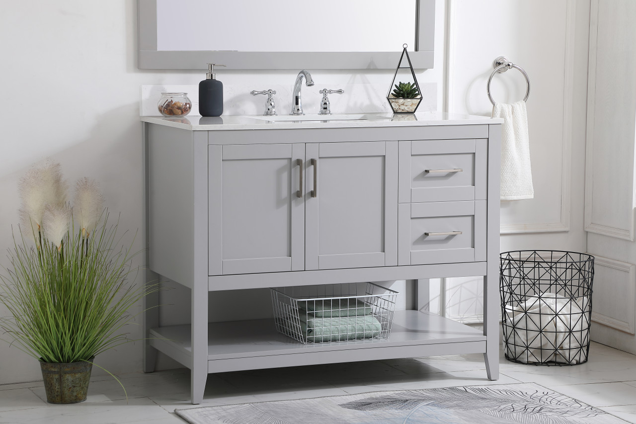Elegant Decor VF16042GR-BS 42 inch Single Bathroom Vanity in Grey with Backsplash
