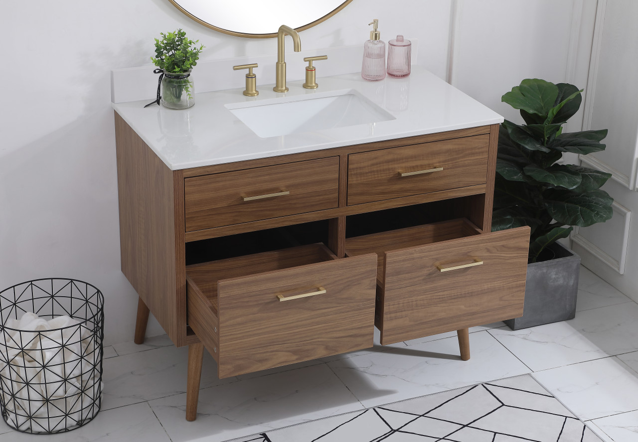 Elegant Decor VF41042WB-BS 42 inch bathroom Vanity in Walnut Brown with Backsplash
