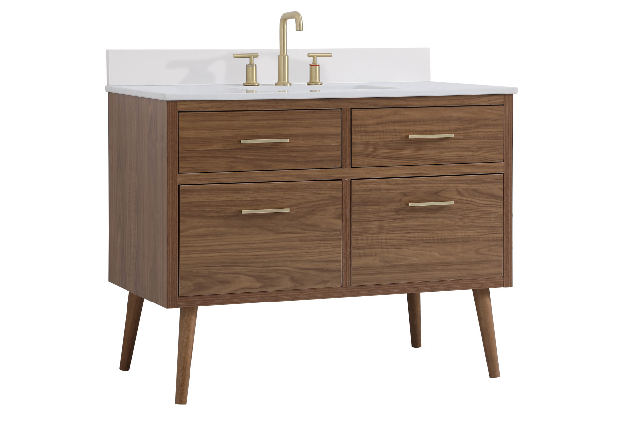 Elegant Decor VF41042WB-BS 42 inch bathroom Vanity in Walnut Brown with Backsplash