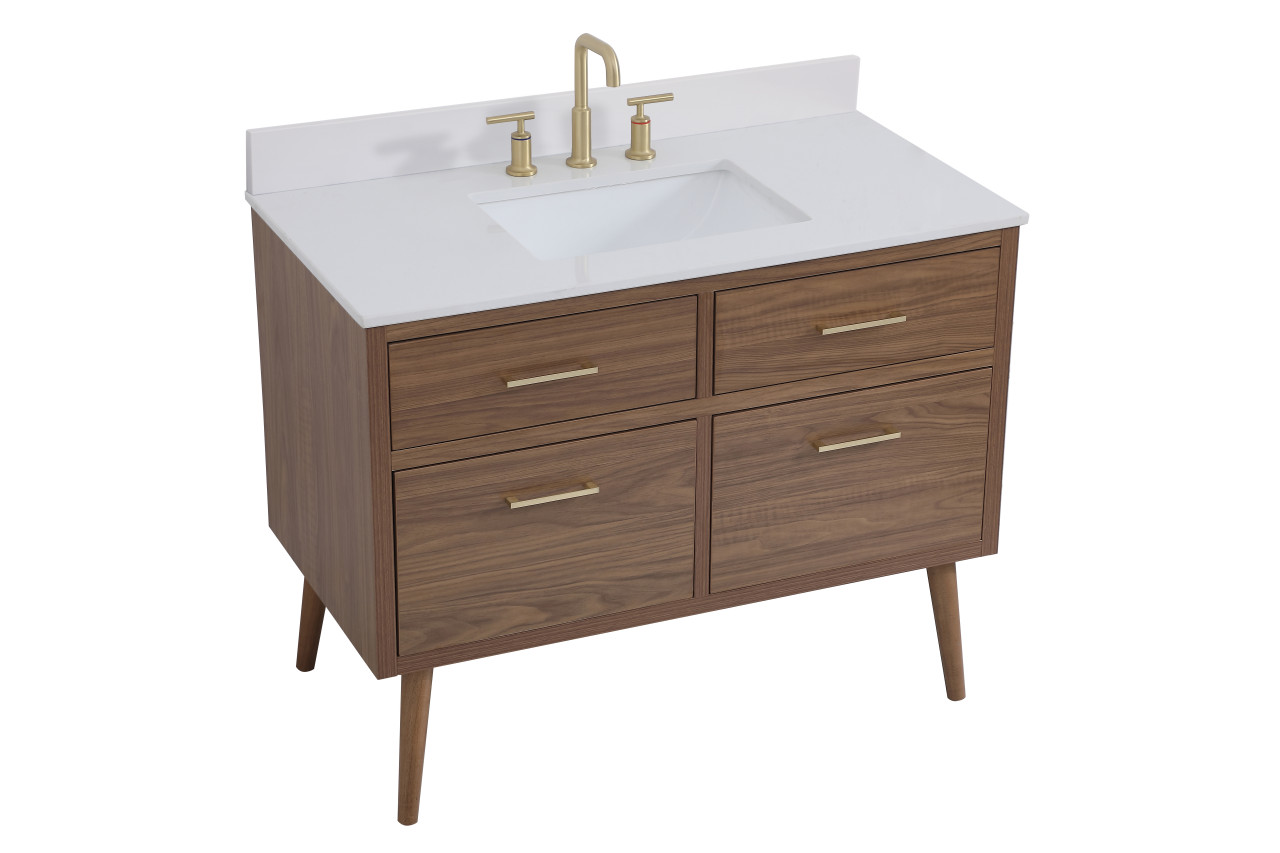 Elegant Decor VF41042WB-BS 42 inch bathroom Vanity in Walnut Brown with Backsplash