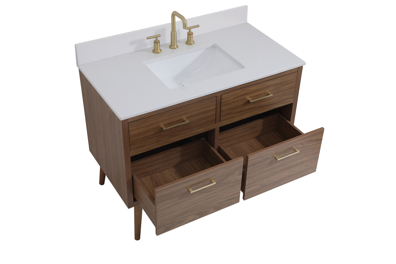 Elegant Decor VF41042WB-BS 42 inch bathroom Vanity in Walnut Brown with Backsplash