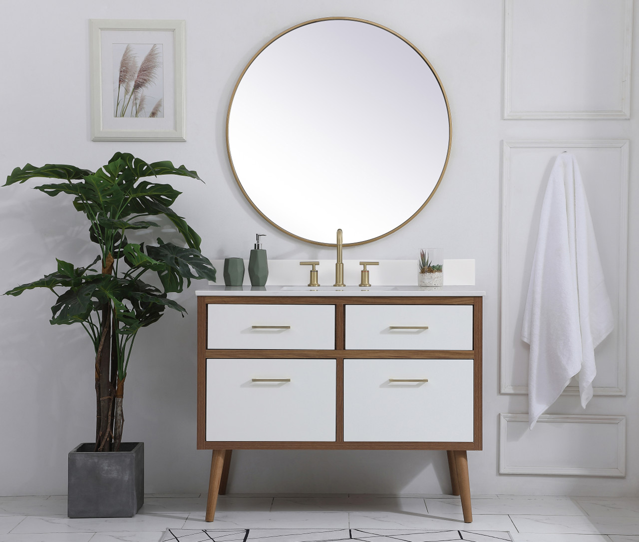 Elegant Decor VF41042WH-BS 42 inch bathroom Vanity in White with Backsplash