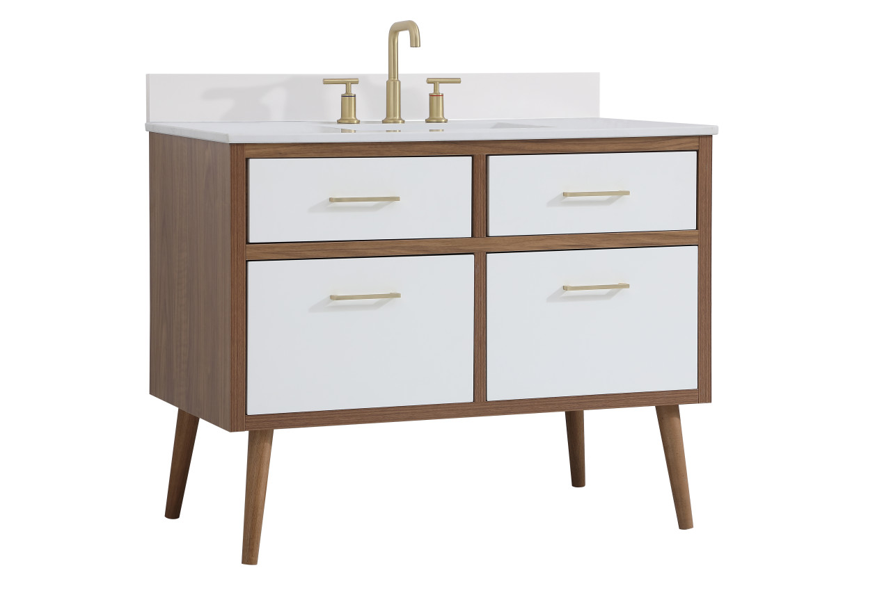 Elegant Decor VF41042WH-BS 42 inch bathroom Vanity in White with Backsplash