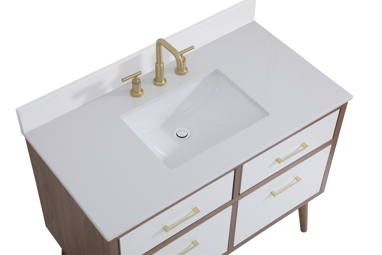 Elegant Decor VF41042WH-BS 42 inch bathroom Vanity in White with Backsplash