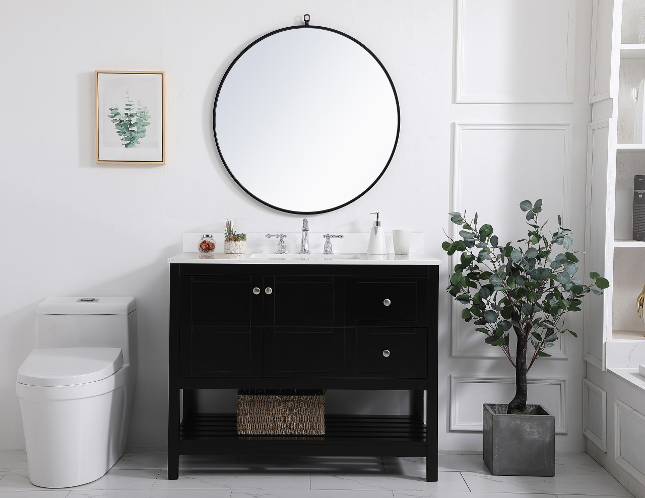Elegant Decor VF16442BK-BS 42 inch Single Bathroom Vanity in Black with Backsplash