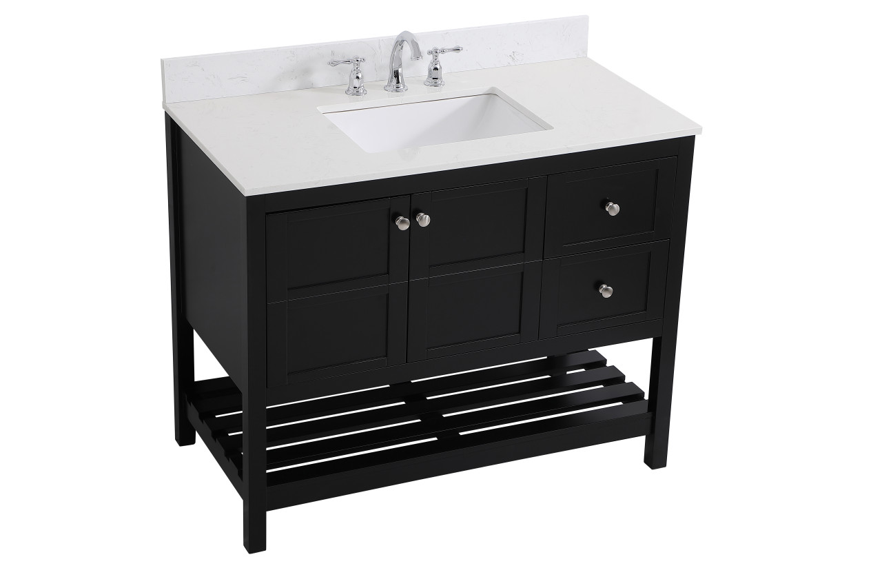 Elegant Decor VF16442BK-BS 42 inch Single Bathroom Vanity in Black with Backsplash